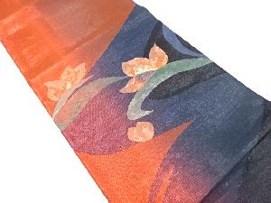 霞に花模様織り出し　袋帯